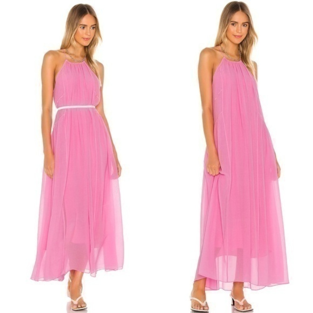 RARE New Rag & Bone Melody Tank Maxi Dress Neon Pink Silk Blend Sleeveless SMALL